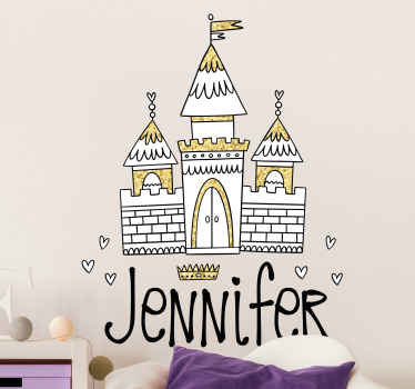 Vinilo infantil castillo princesas con nombre - TenVinilo