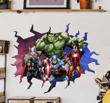 Personnalisé Tout Nom Avengers Applique Murale 3D Art Stickers Vinyl Chambre à coucher 13