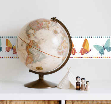 Cenefa infantil mariposas naranjas y azules - TenVinilo