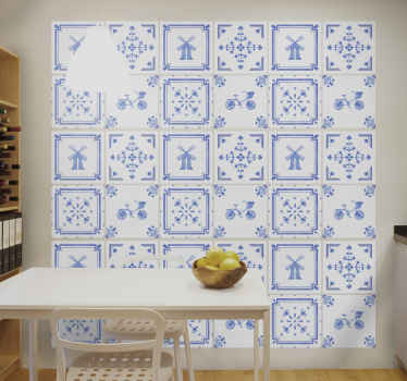 Tegelstickers Delftsblauw holland molen - TenStickers