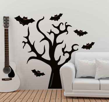 Wandtattoo Halloween Baum und fledermäuse - TenStickers
