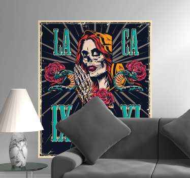 Skull Woman Roses wall sticker - TenStickers