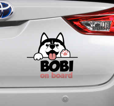 Dog with custom name baby on board sticker - TenStickers