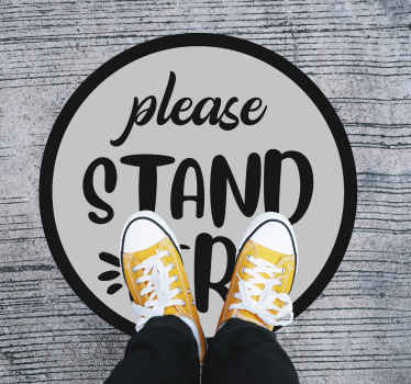 Please stand here floor text sticker - TenStickers