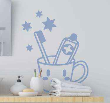Brush Teeth and toothpast holder Bathroom decal - TenStickers