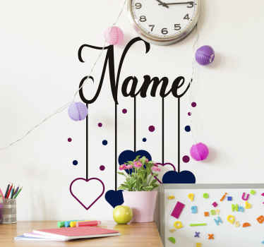 ハートの寝室のウォールステッカーの名前 - TENSTICKERS