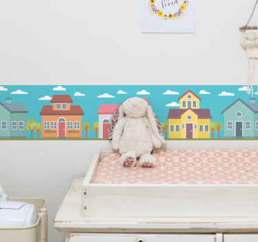 Cenefa adhesiva Casas pastel - TenVinilo