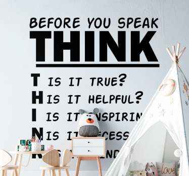 Think before you speak teacher stickers - TenStickers