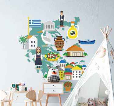 αυτοκόλλητο χάρτη ελλάδας και νησιών - TenStickers