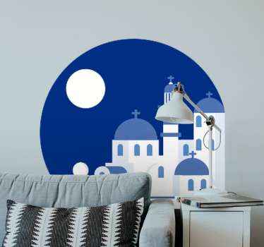 αυτοκόλλητο χώρα κινουμένων σχεδίων ελληνικό χωριό σχεδίασης - TenStickers