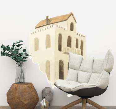 ακουαρέλα μεσογειακό κτίριο αντικείμενο decal - TenStickers