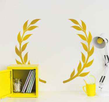 αυτοκόλλητο αντικείμενο χρυσό κυκλικό στεφάνι ελιάς - TenStickers