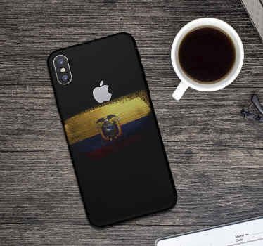 Sticker iPhone Bandera de ecuador pintada - TenVinilo