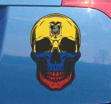 Pegatina para coche Bandera de calavera ecuador - TenVinilo
