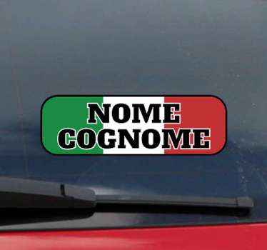 Adesivo per auto Bandiera italiana con nome e cognome  - TenStickers