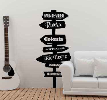 Vinilo pared dirección ciudades Uruguay - TenVinilo