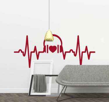 Autocolantes decorativos de DJ Fones de ouvido e coração - TenStickers