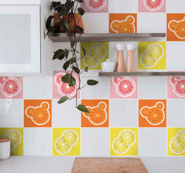 Azulejos adhesivos coloridos rodajas frutas - TenVinilo