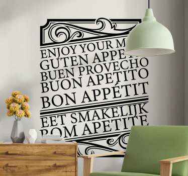 Vinilo frase saborea tu banquete - TenVinilo