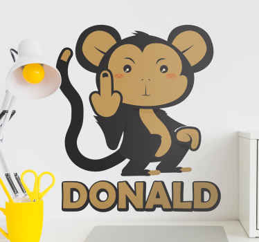 名前のパーソナライズされたデカールを持つ猿 - TENSTICKERS