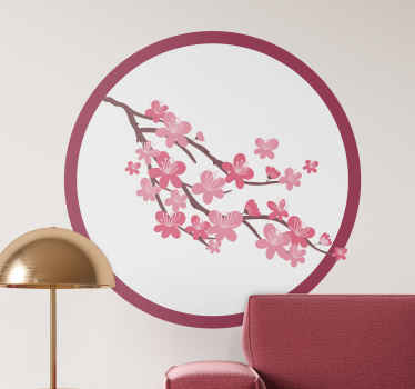 桜サークルフラワーウォールステッカー - TENSTICKERS