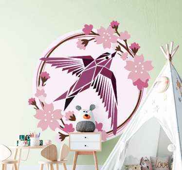鳥の花の壁のステッカーと桜 - TENSTICKERS