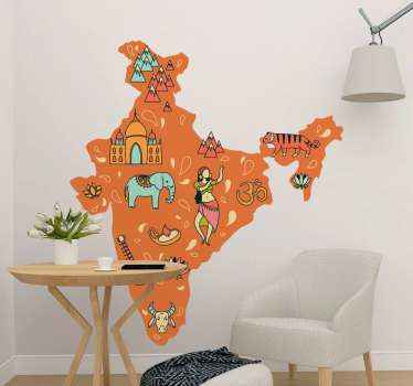 India map with landmarks Country decal - TenStickers