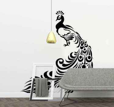 Ornamental peacock bird wall decal - TenStickers