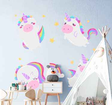 Vinilo infantil nórdico unicornios coloridos - TenVinilo