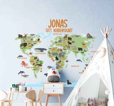 Nordisk verdenskart med klistremerke som kan tilpasses - Tenstickers