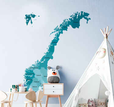 Forenklet kart over norge verdenskartet klistremerke - Tenstickers