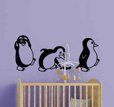 Wandtattoo Welt skurriler pinguin-clan - TenStickers