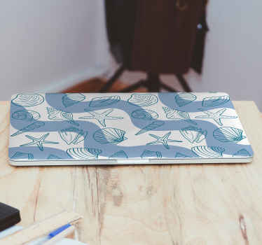 Seashells patterns laptop skins sticker - TenStickers