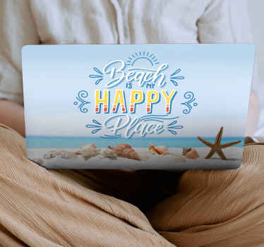Adesivo per laptop spiaggia posto felice - TenStickers