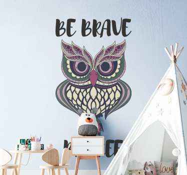 Brave Colorful Owl cat sticker - TenStickers