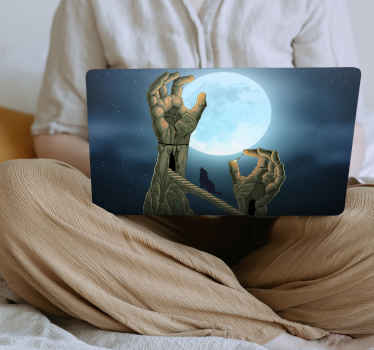 Giant Hands Holding Moon laptop skin - TenStickers