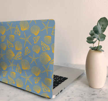 Seashell and Starfish Pattern laptop skin - TenStickers