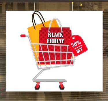 Balck Friday shopping cart window decal - TenStickers