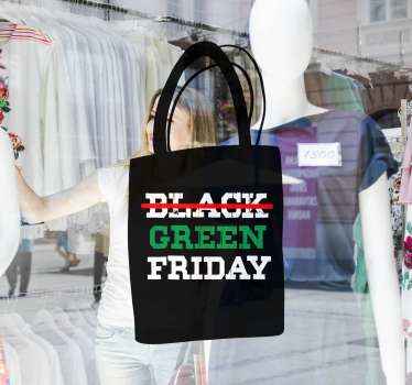 Green Friday shopping bag black friday stickers - TenStickers
