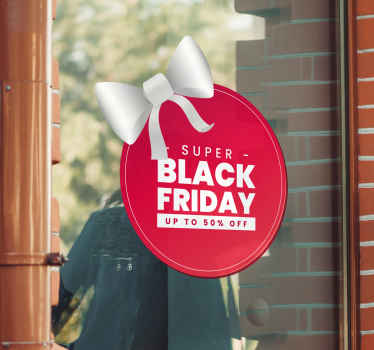 Black Friday sale with silver bow stickers - TenStickers