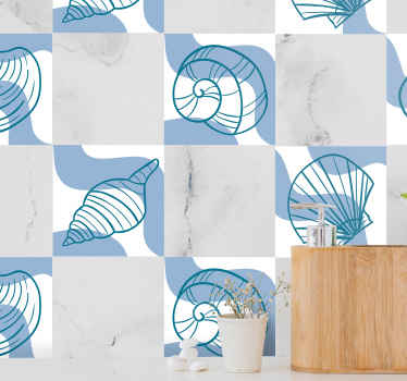 Samolepka na dlaždice vzor mušlí - Tenstickers