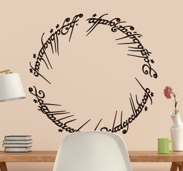 Cinema themed wall sticker of the Elvish text that appears on the Lord of the Rings saga. Ideal wall sticker for any room.