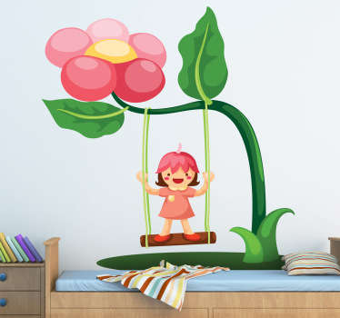 Flower Swing Kids Sticker - TenStickers