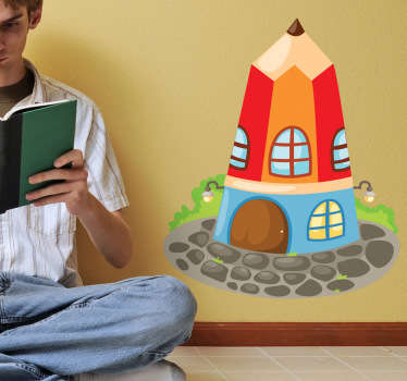 Pencil House Sticker - TenStickers