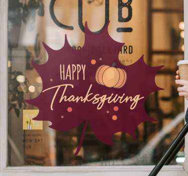 Leaf silhouette happy thanksgiving sticker - TenStickers