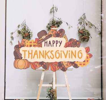 Leaf shade happy thanksgiving window sticker - TenStickers
