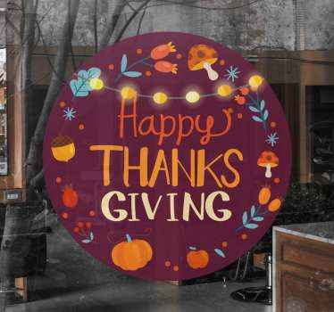 Illuminated thanks giving window sticker - TenStickers