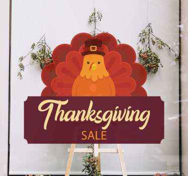 Thanks giving sale turkey window sticker - TenStickers