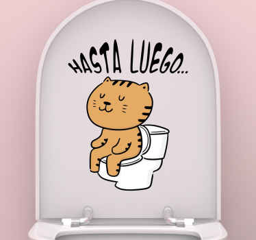 Vinilo para inodoro gato sentado en taza - TenVinilo