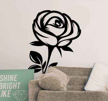 Elegant monocolour rose flower wall sticker - TenStickers
